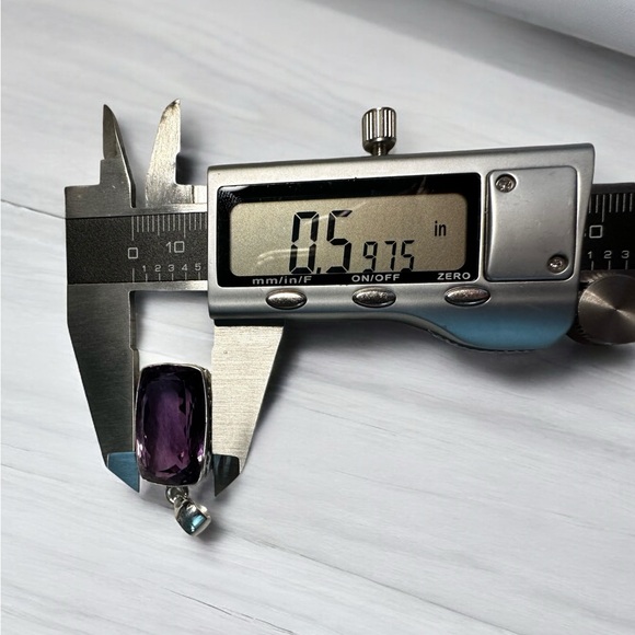 Large Emerald Cut Amethyst Sterling Silver Necklace - Picture 8 of 11